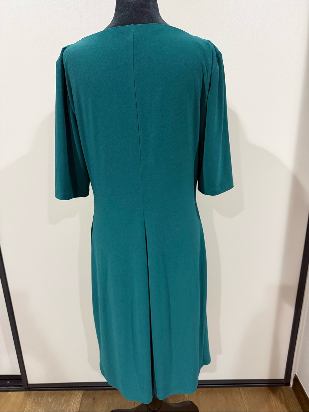 Lauren Ralph Lauren Spruce Green Draped Cowl Neck Ruched Midi Sheath Dress - Picture 2 of 7